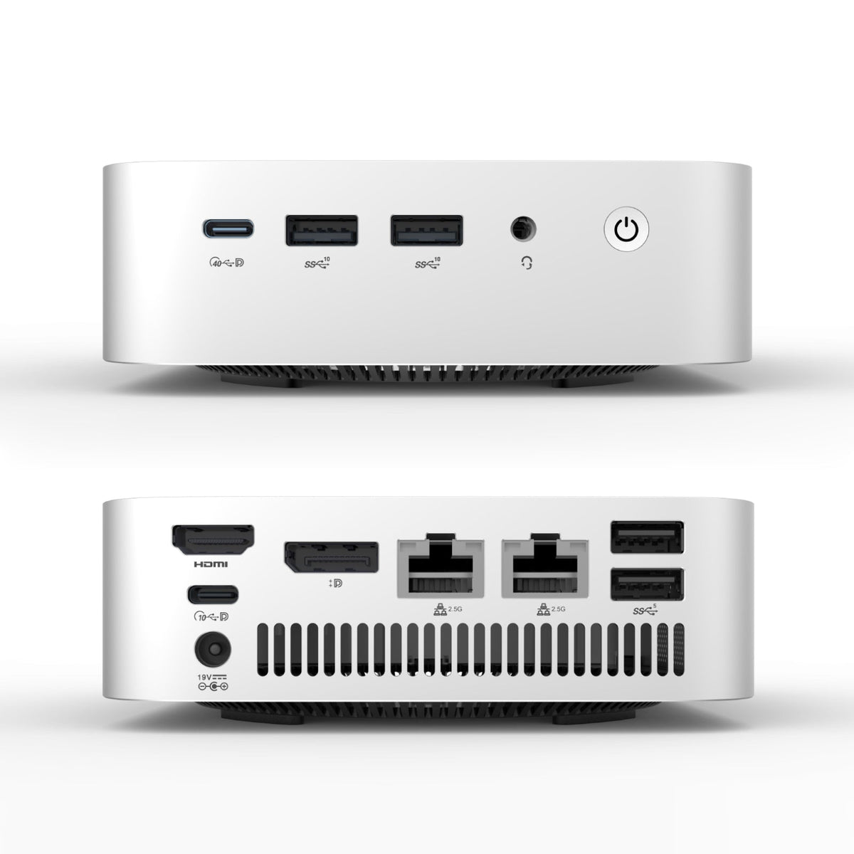 LeaderHub AD8 mini PC that sits behind an HM panel