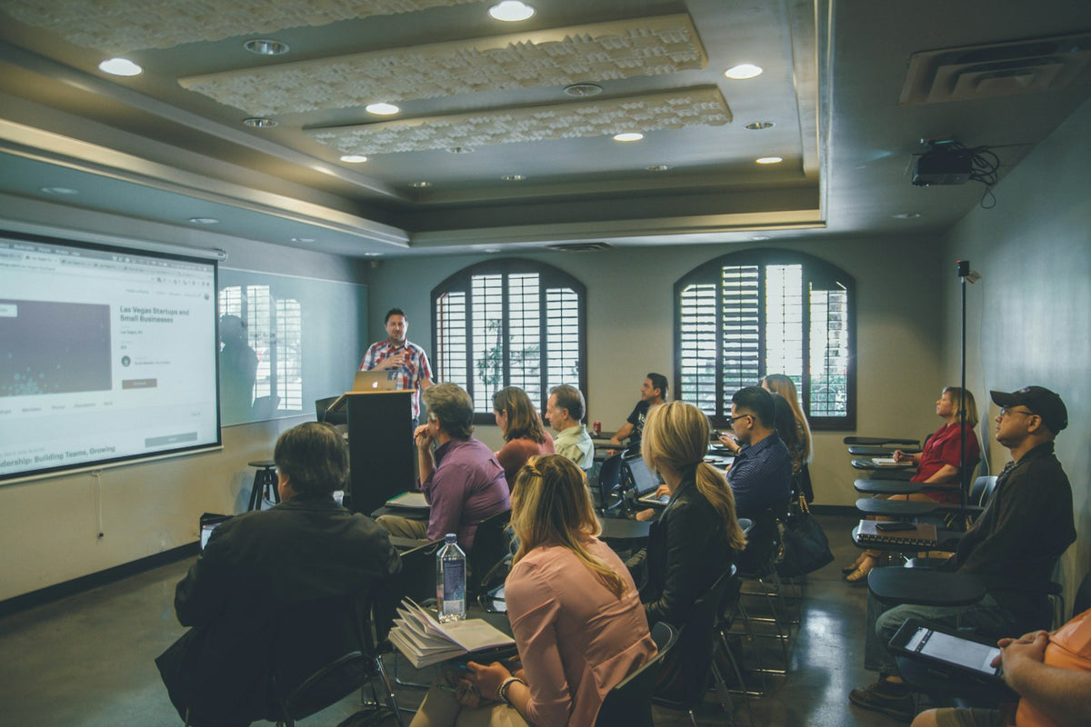 Presentation to a group in a lecture room