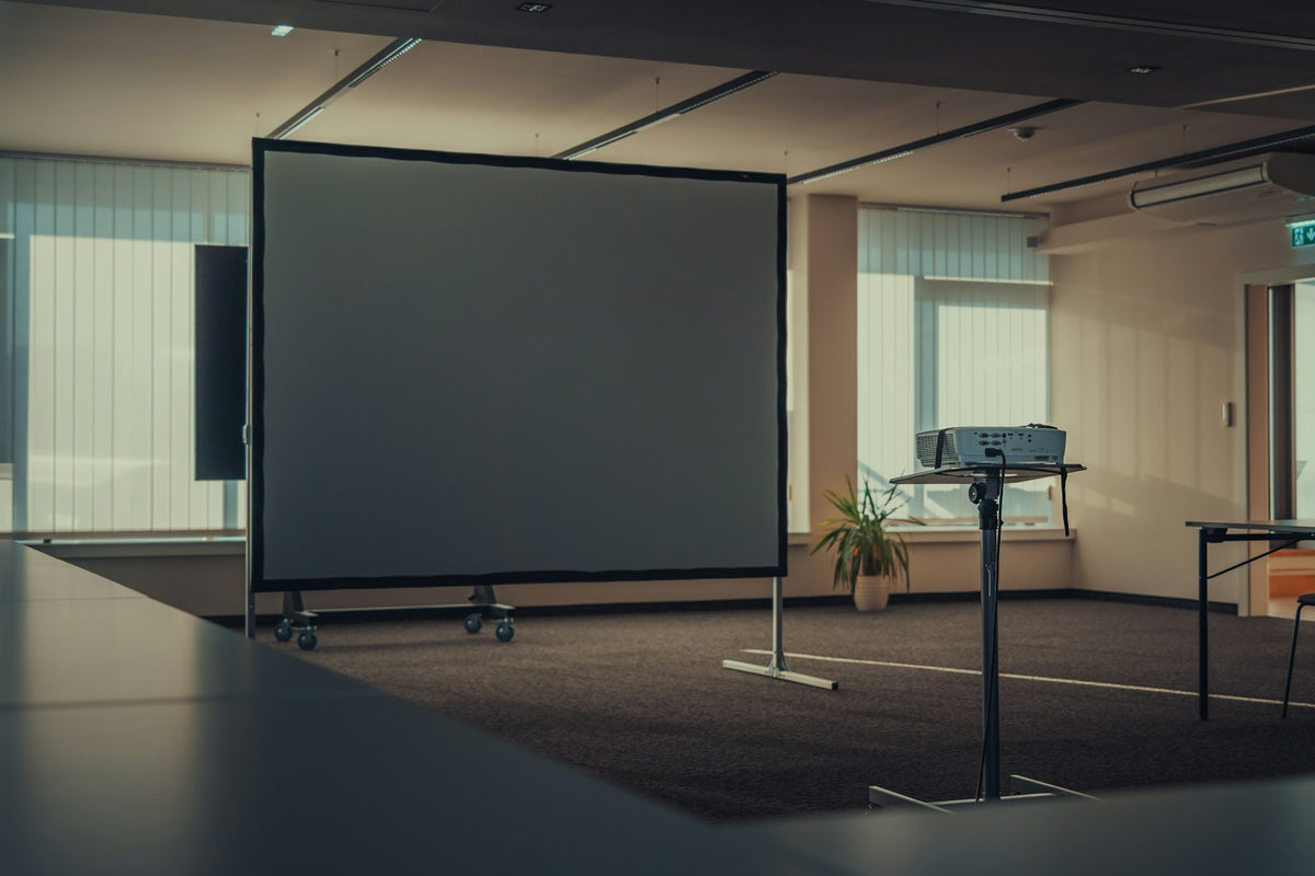 Large screen in an empty meeting room